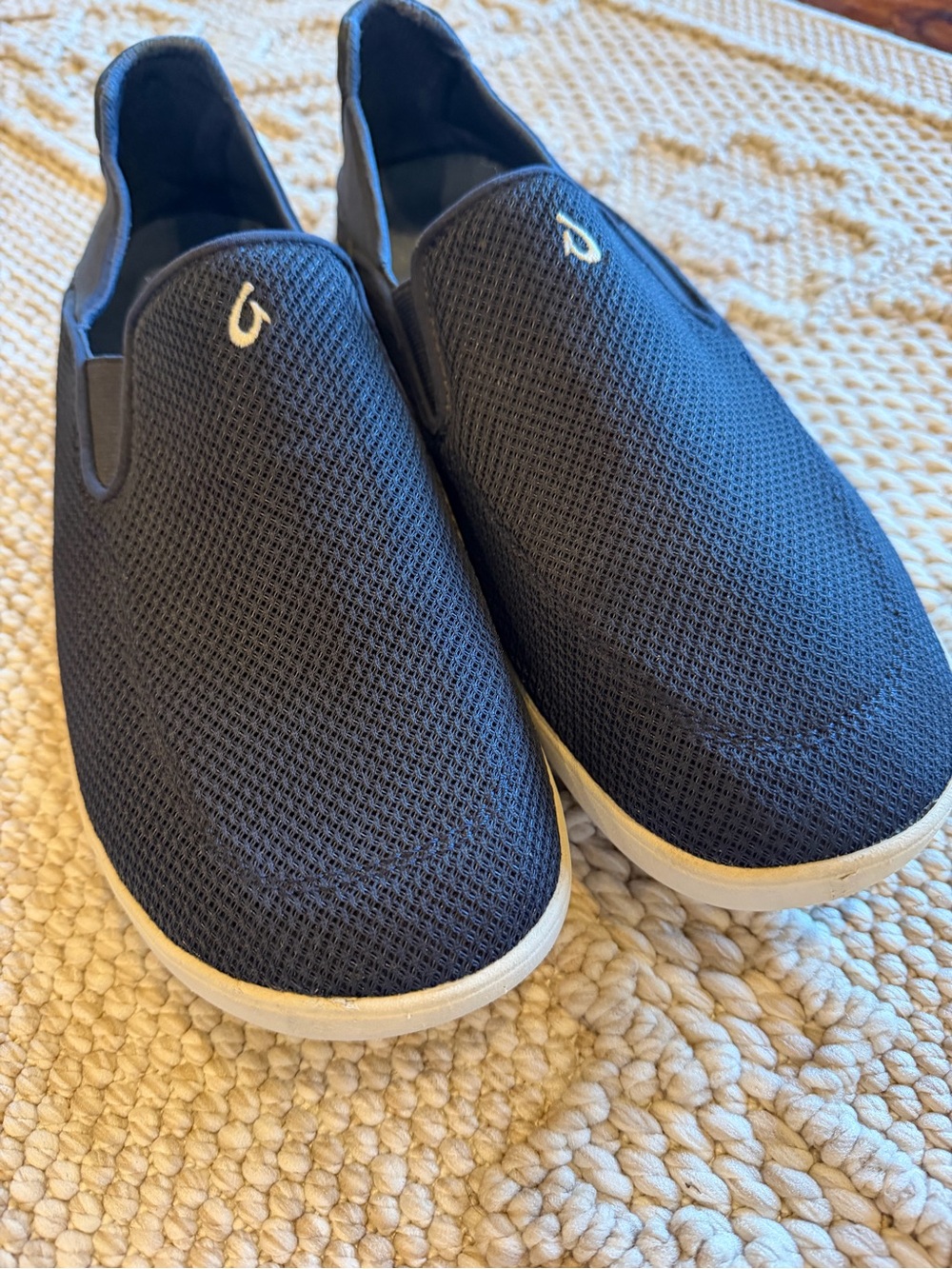 OluKai Men's Navy Mesh Slip-On Boat Shoes